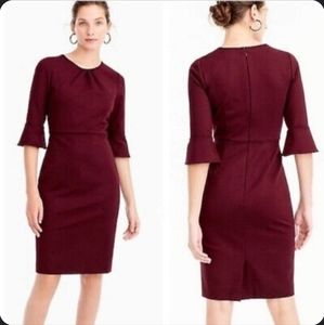 *NWOT* J.Crew Bell Sleeve Sheath Ponte Knit Dark Red Dress, Size 6T